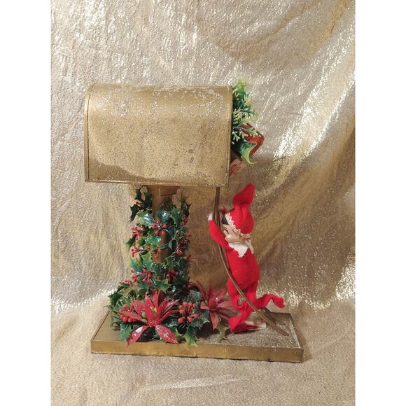 Vintage MCM Pixie Elf Knee Hugger Christmas Mailbox Centerpiece Holiday Decor - Picture 1 of 16